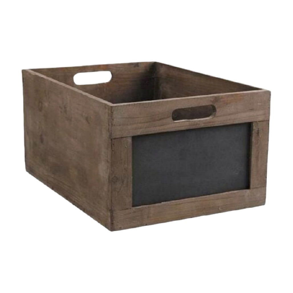 Caisse de rangement en bois avec panneau noir pour organisation - 40 x 30 x 20