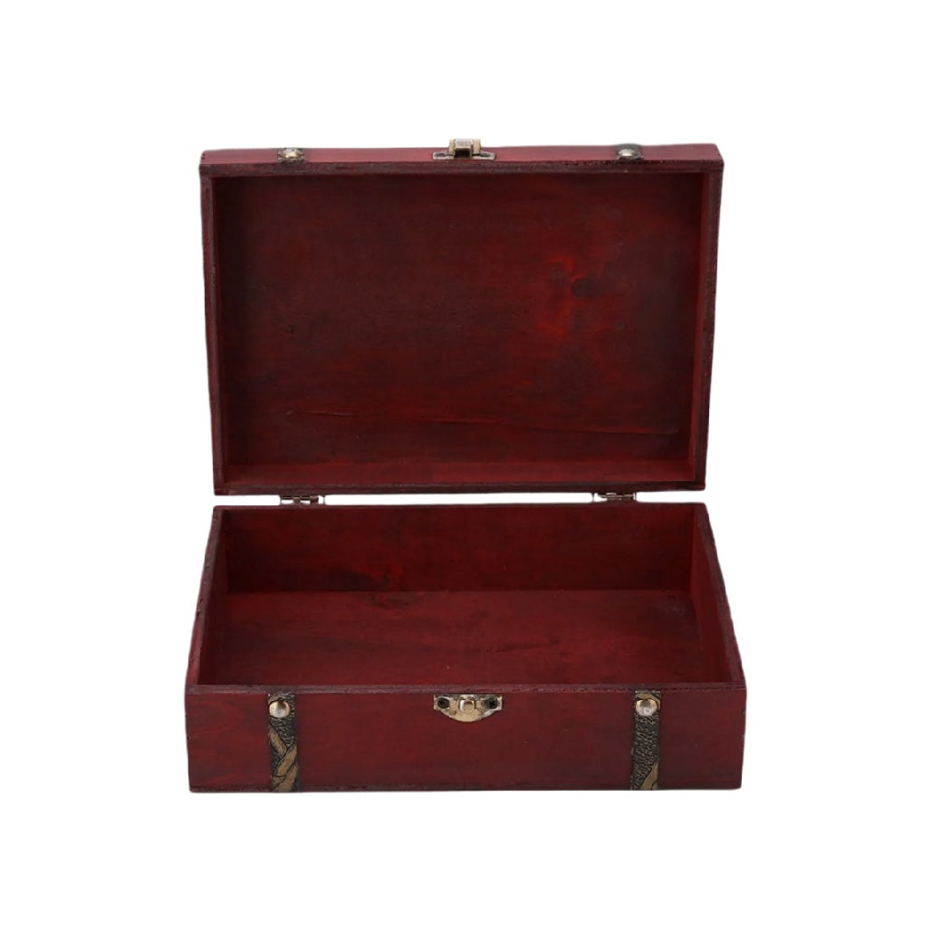 Boîte de rangement en bois avec fermeture en métal pour décoration - 30 x 15 x 10