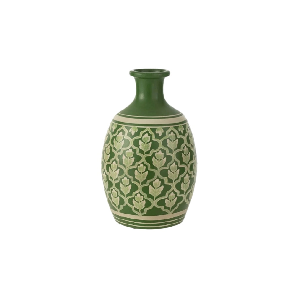 Vase décoratif en céramique pour intérieur avec motif floral - 12 x 12 x 25