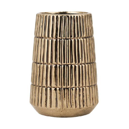 Vase décoratif en métal doré pour embellissement intérieur - 10 x 10 x 15