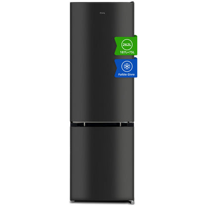 CHIQ Réfrigérateur congélateur bas FBM260L 262L (187+75), Low frost, Acier inoxydable, Portes réversibles, 39 db, 12 ans de garantie sur le compresseu