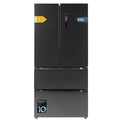 Cecotec Refrigerator French Door Dark 510 L Bolero CoolMarket FD 510 Dark E. 183 cm High, 84 cm Wide, Motor Inverter Plus, Fast Cooling and Fast Freezing, MultiAirFlow, Total NoFrost