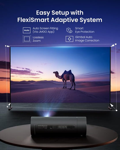 JMGO PicoFlix Mini Videoprojecteur Portable Extérieur avec Google TV, Netflix, 1080P, 420 ISO Lumens, Batterie de 4,5 Heures, Vidéoprojecteur Home Cinéma 200", HDR10, Gimbal, Haut-parleurs 10W
