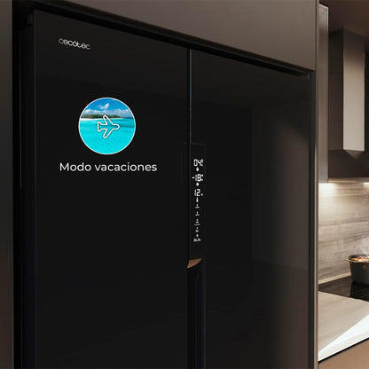 Cecotec Réfrigérateur 3 Portes Bolero CoolMarket TDW 548 Black Glass E, Classe E, 548L, Design T Door, Compresseur Inverter Plus, Total No Frost, Metal Cooling, Multi AirFlow, Fast Cooling et Freezing