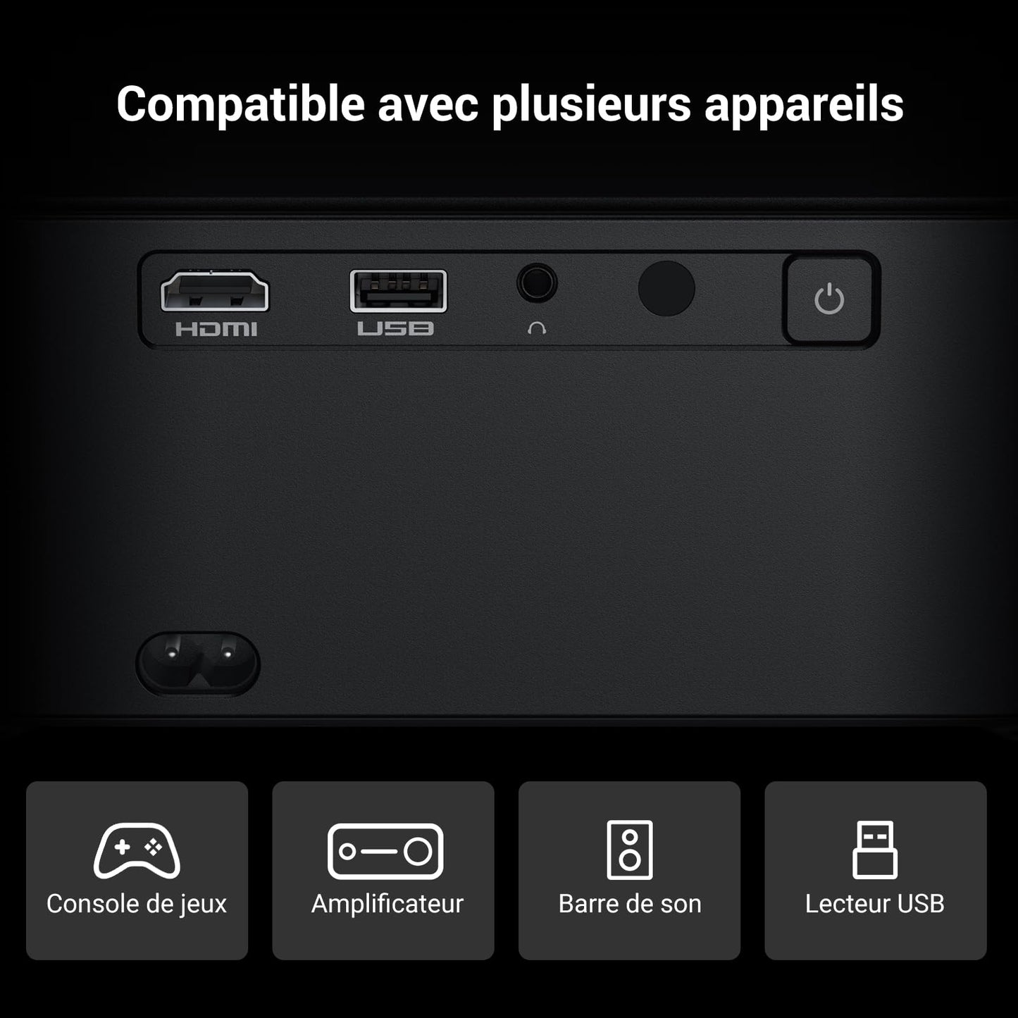 HAPPRUN H11 Projecteur Compatible avec Netflix, Vidéoprojecteur Portable avec Haut-Parleur Intégré, Mini Retroprojecteur Compatible Smartphone/WiFi 6/TV Stick/PS5 pour Maison, Chambre, Extérieur