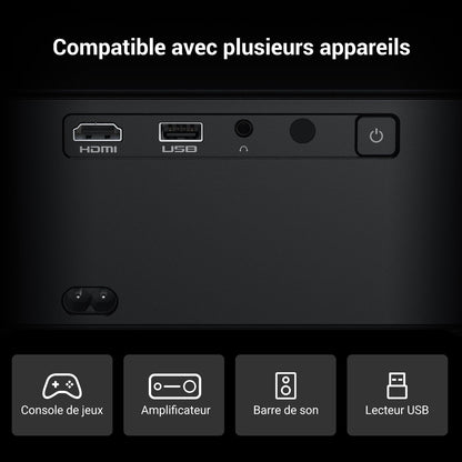 HAPPRUN H11 Projecteur Compatible avec Netflix, Vidéoprojecteur Portable avec Haut-Parleur Intégré, Mini Retroprojecteur Compatible Smartphone/WiFi 6/TV Stick/PS5 pour Maison, Chambre, Extérieur
