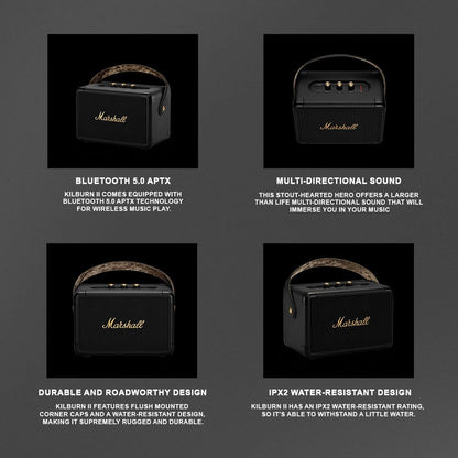 Marshall Kilburn II Enceinte Bluetooth Portatif - Noir et Laiton