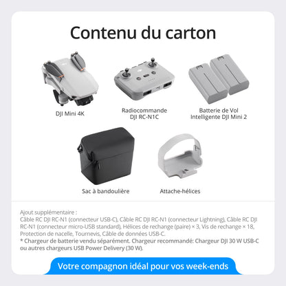 Bundle Drones Caméra Mini 4K, Drone Caméra 4K UHD pour Adultes, < 249 g, Stabilisation de la Nacelle à 3 Axes, Transmission Vidéo sur 10 km, Deux Batteries pour un Temps de Vol max. de 62 min
