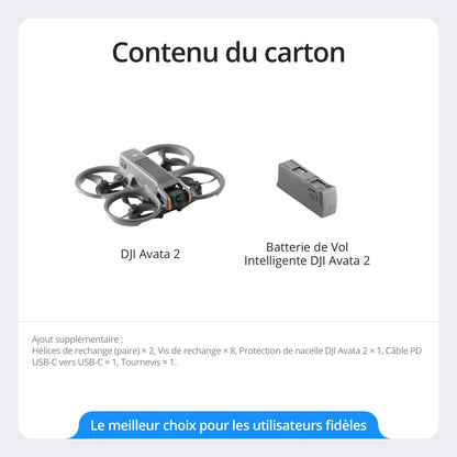 DJI Avata 2 (Drone seul),Drone FPV avec Caméra 4K, Vol Immersif,Protection d’hélice intégrée,Flip-Tonneau facile, FOV ultra-large 155degré, Compatible avec RC Motion 3,Drone Caméra pour Contenu en POV