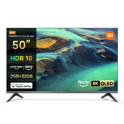 XIAOMI TV F Pro 50, 127 cm (50 Pouces), 4K UHD QLED, Smart TV, Fire TV, Contrôle Vocal Alexa, HDR10, Mode Game Boost 120Hz, MEMC, 2Go+32Go, Compatible avec AirPlay