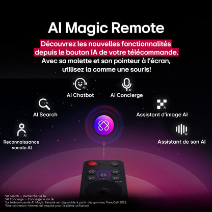 LG TV QNED AI 2025 | 50QNED8E | 50'' (126cm) | 4K UHD | HDR10 | webOS 25 | Télécommade AI Magic Remote | Alexa, Google Assistant | Netflix Disney+ CANAL+ Prime Video | AirPlay 2 | Luminosité éclatante