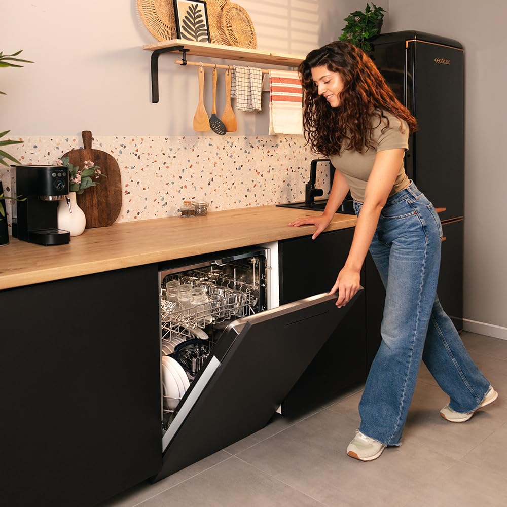 Cecotec Lave-vaisselle Intégrable 60cm Bolero Aguazero 6110 Full-BI. 1850W, 12 Couverts et 7 Programmes, Fonction Demi-charge, Programme 3 en 1, Départ Différé, Dry+ et KidBlock, Panier à Couverts.