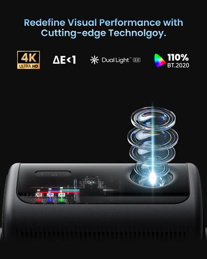 Dangbei MP1 Max, Vidéoprojecteur 4K, 3100 Lumens ISO,110% BT.2020, HDR10+, 3D, Dolby Audio, 300" Grand écran, Rotation à 135°, 2 x 12W Haut-Parleurs