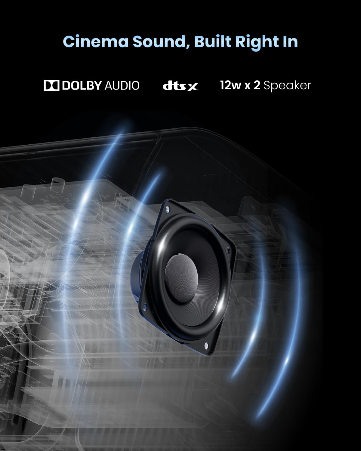 Dangbei MP1 Max, Vidéoprojecteur 4K, 3100 Lumens ISO,110% BT.2020, HDR10+, 3D, Dolby Audio, 300" Grand écran, Rotation à 135°, 2 x 12W Haut-Parleurs