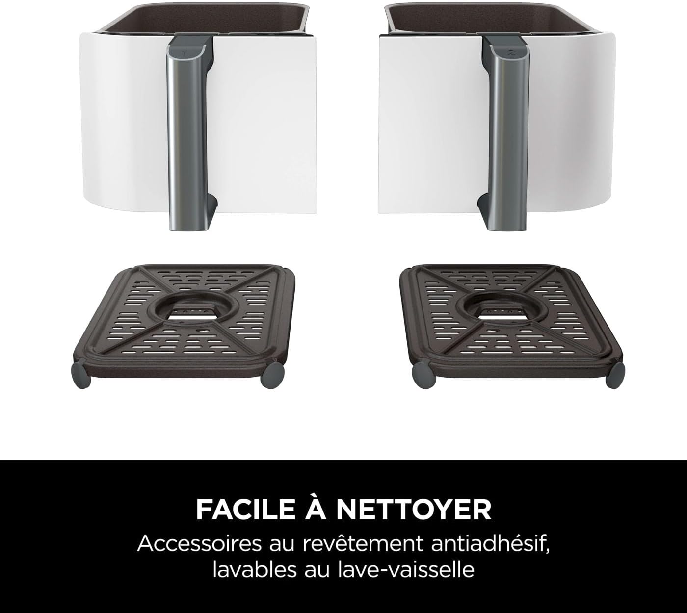 Ninja Foodi MAX Dual Zone Air Fryer, 2 Tiroirs, 9,5L, 6-en-1, Sans Huile, Air Fry, Croustillant Max, Rôtir, Cuire, Déshydrater, 8 Portions, Paniers Antiadhésifs Vont Au Lave-Vaisselle, Blanc AF400EUWH