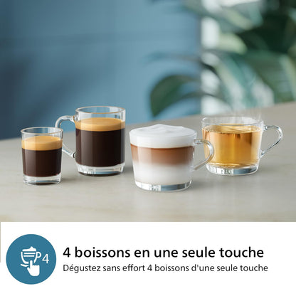 Philips Machine à Expresso Automatique Série 2300-4 Boissons, Écran tactile couleur moderne, Système de lait LatteGo, SilentBrew, Broyeur en Céramique