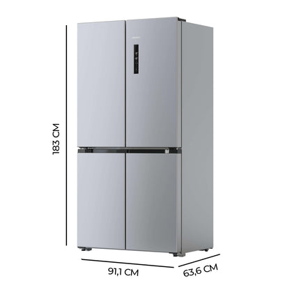 Cecotec American Refrigerator 4 Doors Stainless Steel 490 L CoolMarket 4D 490 Inox E. 183 cm High, 91 cm Wide, Low Power, Inverter Plus, Fast Cooling and Fast Freezing, Total NoFrost
