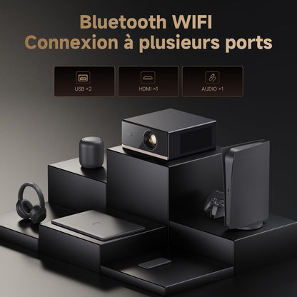 Google TV Videoprojecteur 4K 【Netflix Officiel/HDR10/1100 ANSI】 1080P Natif, WiFi Bluetooth, 12W Haut-Parleurs, Auto Focus/Keystone, WANBO X5 Pro Projecteur Video 4K Home Cinéma HDMI2.0