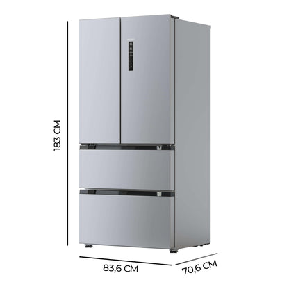 Cecotec Refrigerator French Door Stainless Steel 510 L Bolero CoolMarket FD 510 Inox E. 183 cm High, 84 cm Wide, Motor Inverter Plus, Fast Cooling and
