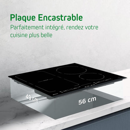Sauter - SPI4664B - Plaque Induction - Table de Cuisson Encastrable - Noir - 4 Foyers - 7200W - Dimensions Encastrement : 56x49cm - Espace Grand Plat - Fabriqué en France