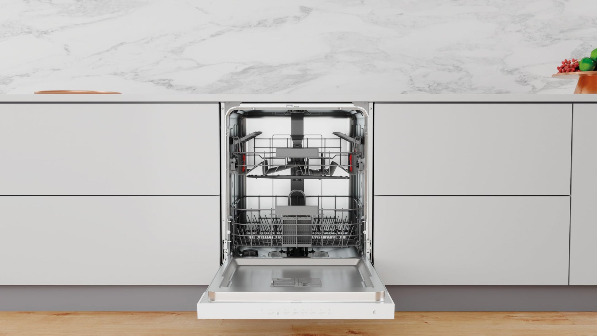 Lave vaisselle encastrable 60 cm Whirlpool WBC3C26 - Lave vaisselle integrable Bandeau blanc - Classe énergétique A++ / Affichage temps restant - Départ différé