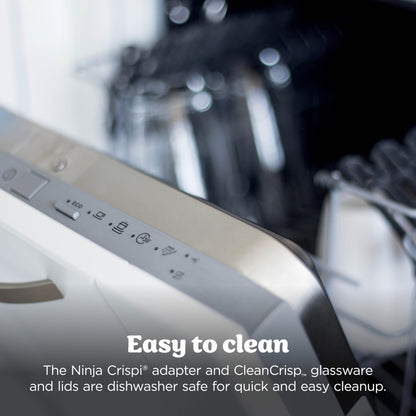 Ninja Crispi 4-in-1 Portable Glass Air Fryer Cooking System, 1500W, 4QT & 6-Cup TempWare Glass Containers with Storage Lids, Microwave, Freezer & Dishwasher Safe, Cyberspace Gray, FN101GY
