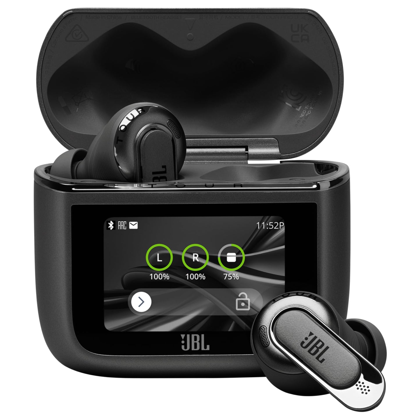 JBL Tour Pro 3, Écouteurs sans Fil, étui Intelligent de Recharge, 40h d'autonomie, avec Réduction de Bruit Adaptative, Bluetooth, Son Spatial 360, Noir
