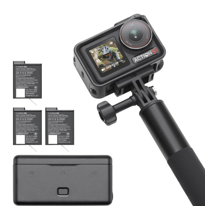 DJI Bundle Aventure Osmo Action 5 Pro, Caméra d’Action 4K avec Capteur 1/1,3", 12 h d’Autonomie Étendue avec 3 Batt., Stabilisation, Double Écran Tactile OLED, Mini Caméra d’Action pour Voyage, Vlog