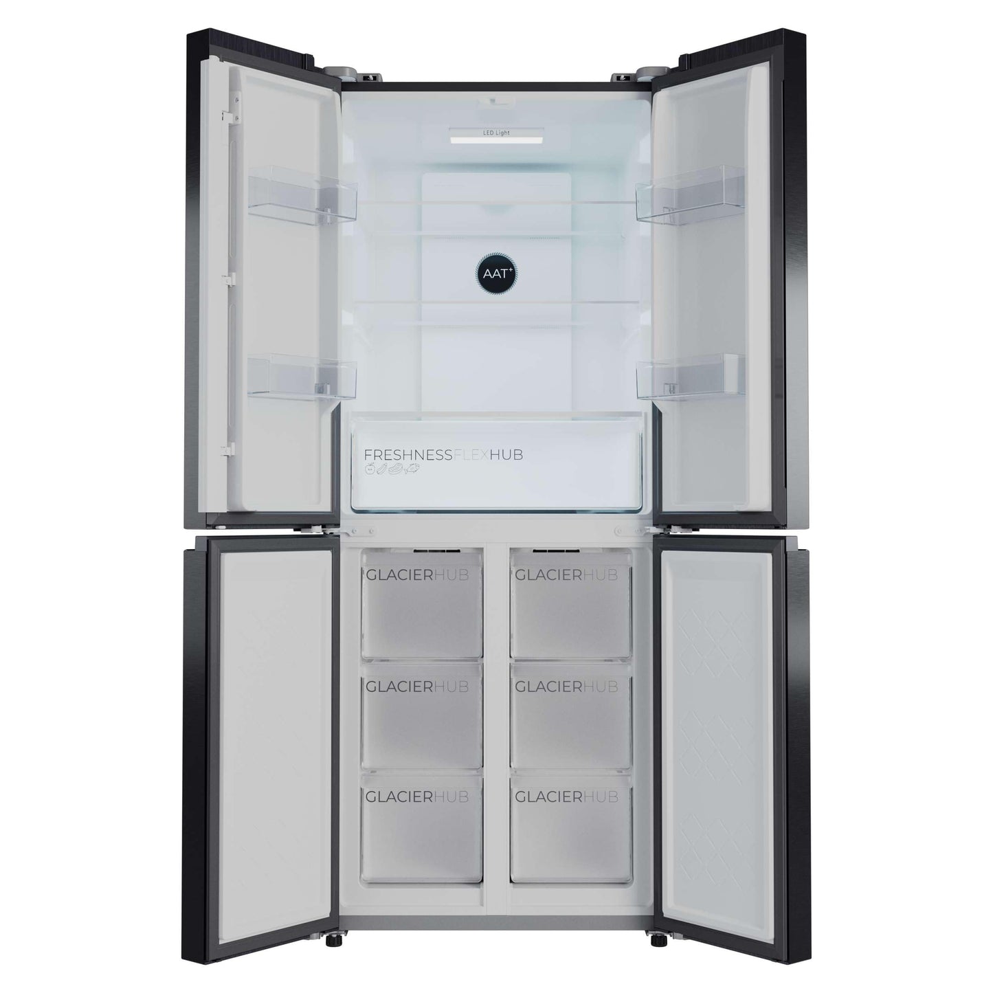 Cecotec Réfrigérateur 4 Portes Total No Frost Bolero CoolMarket 4D 394 Dark E, 394 Litres, Hauteur 170 cm et 70 cm Largeur, Tiroir Température Variable, Compresseur Inverter, ATT Antibactérien