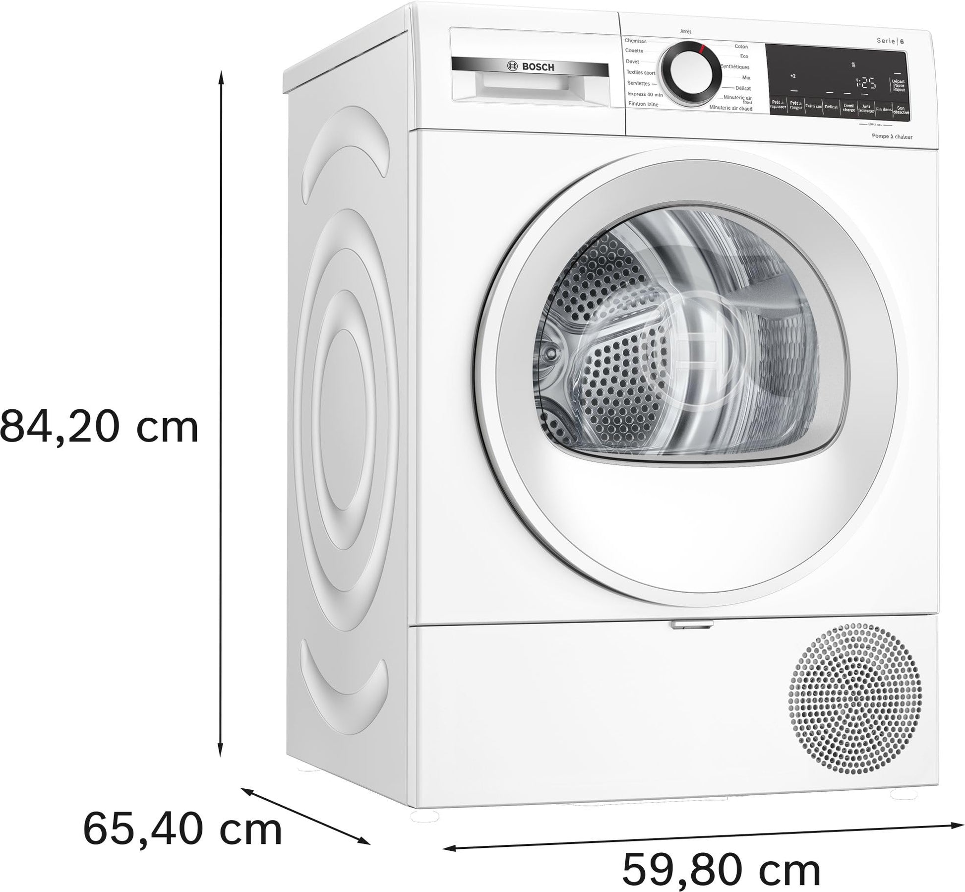 BSH Electroménager WQG1420DFR, Série 6, Sèche linge, Pompe à chaleur, 9 kg, Blanc