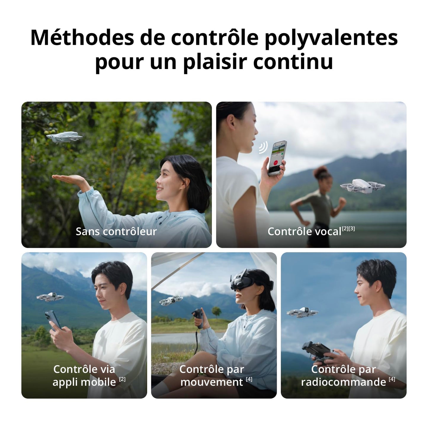 Bundle Trois Batteries DJI Neo, Mini Drone avec Caméra 4K UHD pour Adultes, Drone Suiveur qui Vole Seul de 135 g, Décollage du Creux de la Main, Suivi de Sujet, QuickShots, (sans Contrôleur)