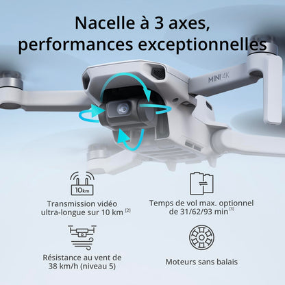 Bundle Drones Caméra Mini 4K, Drone Caméra 4K UHD pour Adultes, < 249 g, Stabilisation de la Nacelle à 3 Axes, Transmission Vidéo sur 10 km, Deux Batteries pour un Temps de Vol max. de 62 min