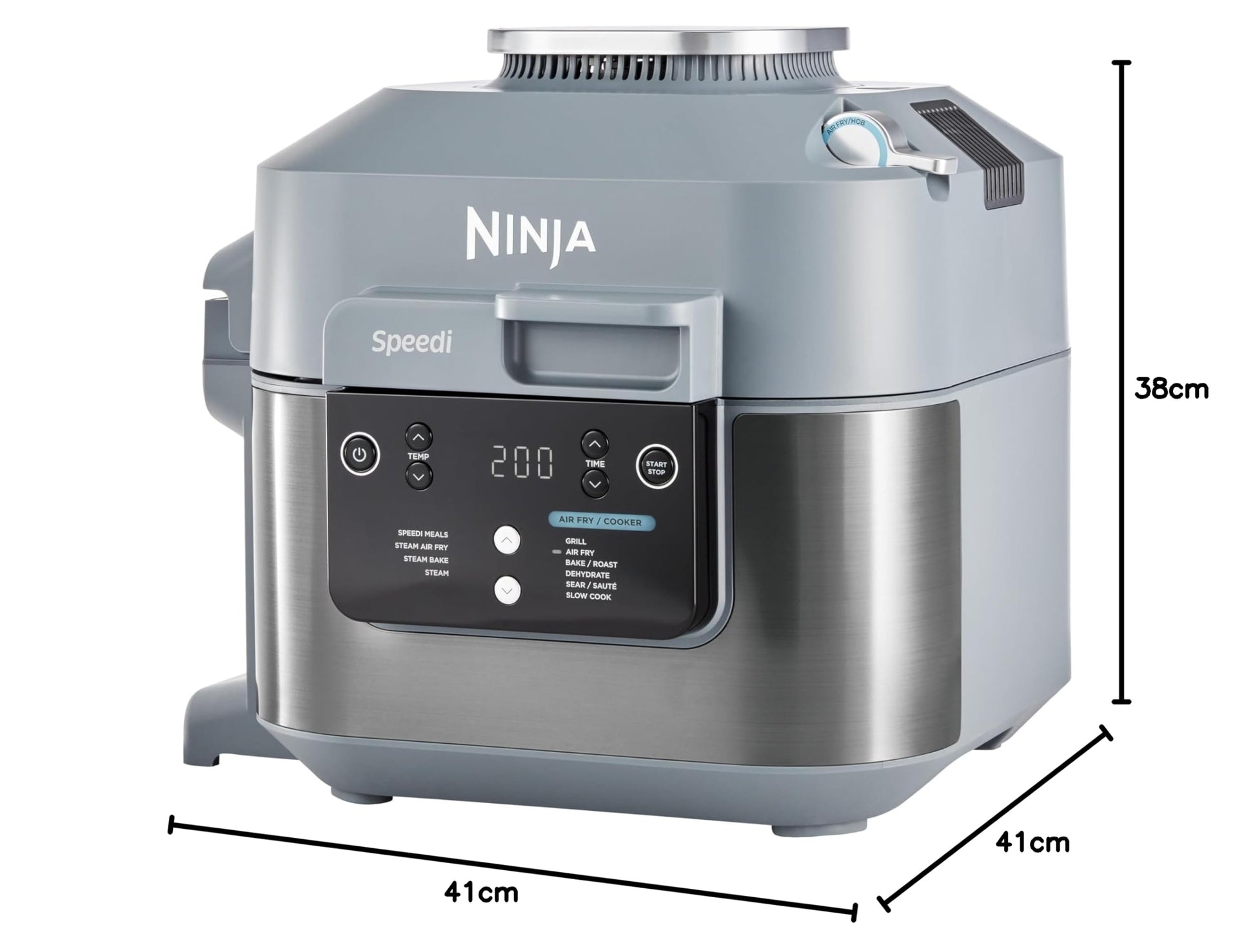 Ninja Speedi 10-en-1 Cuiseur rapide, Air Fryer, Friteuse à air et Multicuiseur, 5.7L, Repas pour 4 en 15 minutes, Vapeur, Gril, Cuire au four, Rôtir, Saisir, Mijoter et plus, Gris Sel de Mer, ON400EU