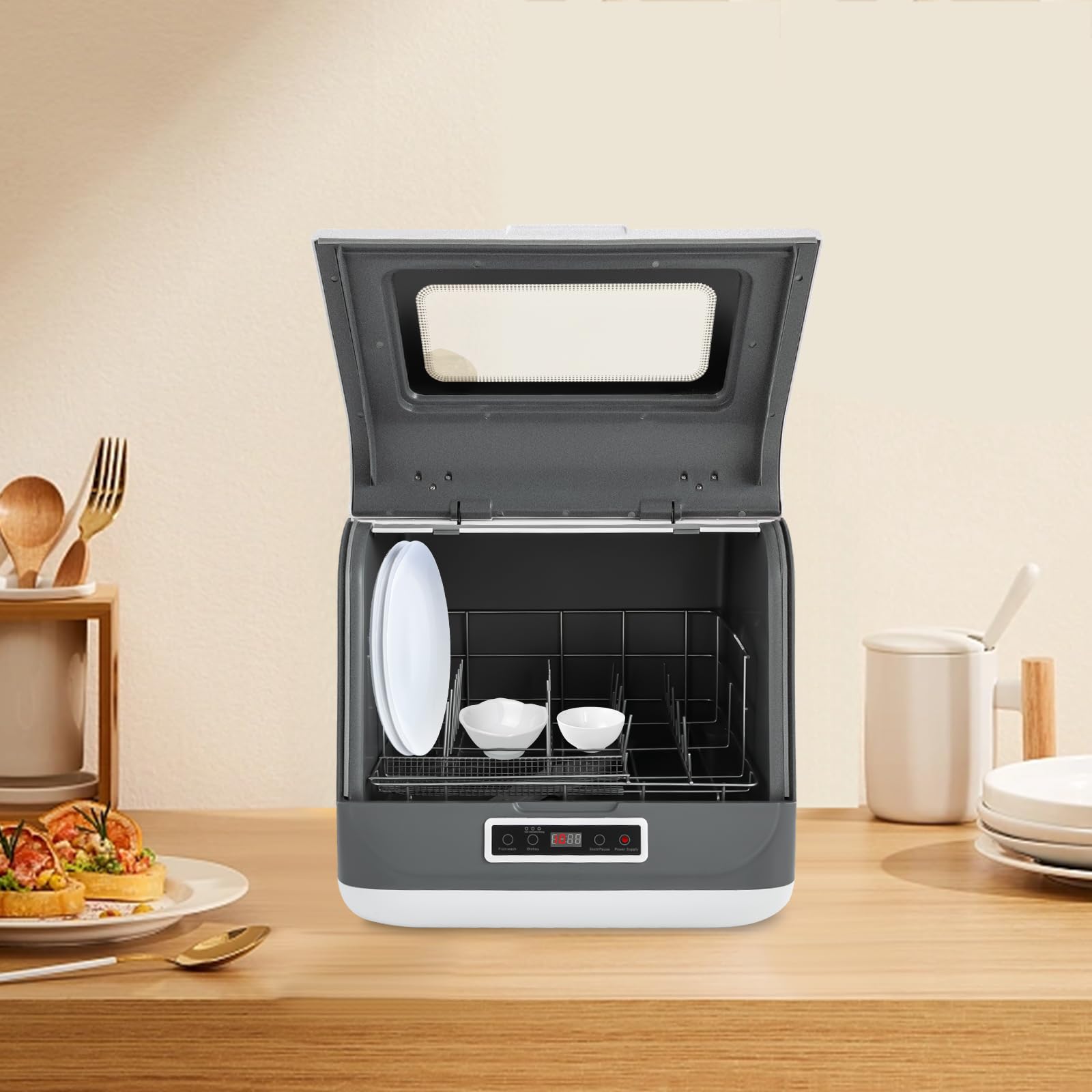 Lave-Vaisselle Portable, Mini-Lave-Vaisselle, 3 Modes De Nettoyage, Lave-Vaisselle, Etre Placé Sur Les Comptoirs, Sous Les Comptoirs, Machines A Laver Et Sur Les Etagères (Blanc)