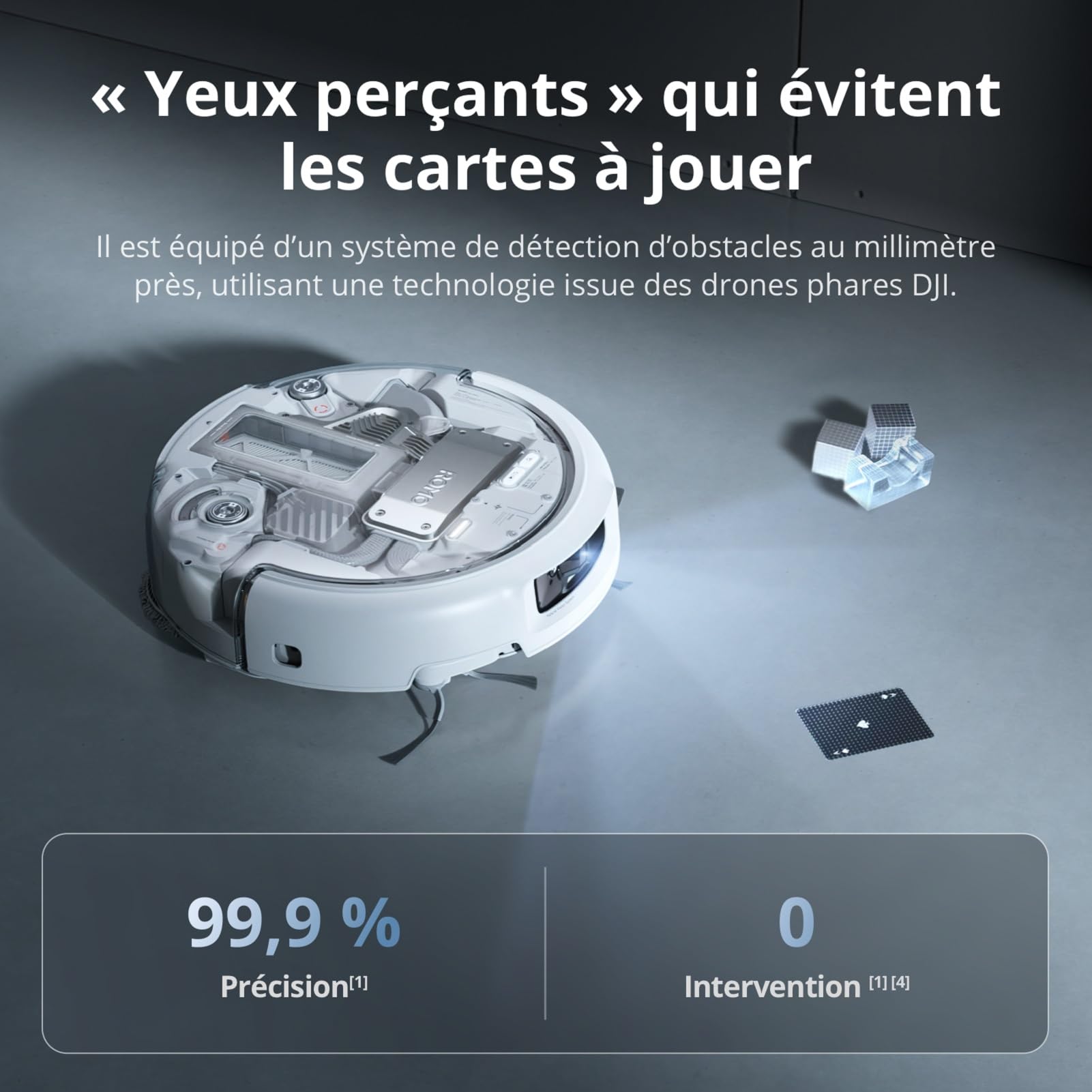 DJI ROMO P Robot Aspirateur Laveur au Design Transparent, Aspirateur Robot de 25 000 Pa, détection de Niveau Drone, 200 Jours sans Maintenance, Solutions de Nettoyage Personnalisables