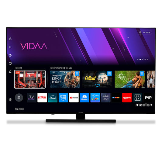MEDION TV 55 Pouces 4K (138,8 cm) QLED Television (Smart TV 4K, Dolby Vision HDR, VIDAA Store, Prime Video, Disney+, DAZN, Paramount+, DTS X, Dolby Atmos, PVR, Bluetooth, MD 855600)
