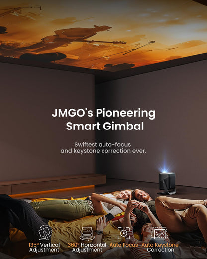 JMGO N1S Pro Videoprojecteur 4K Triple Laser, 2250 ISO Lumens, Google TV et Netflix Officiel, Autofocus 360° Temps Réel, Contraste 1600:1, 20W Dolby Digital Plus, 300" projecteur Portable, extérieur
