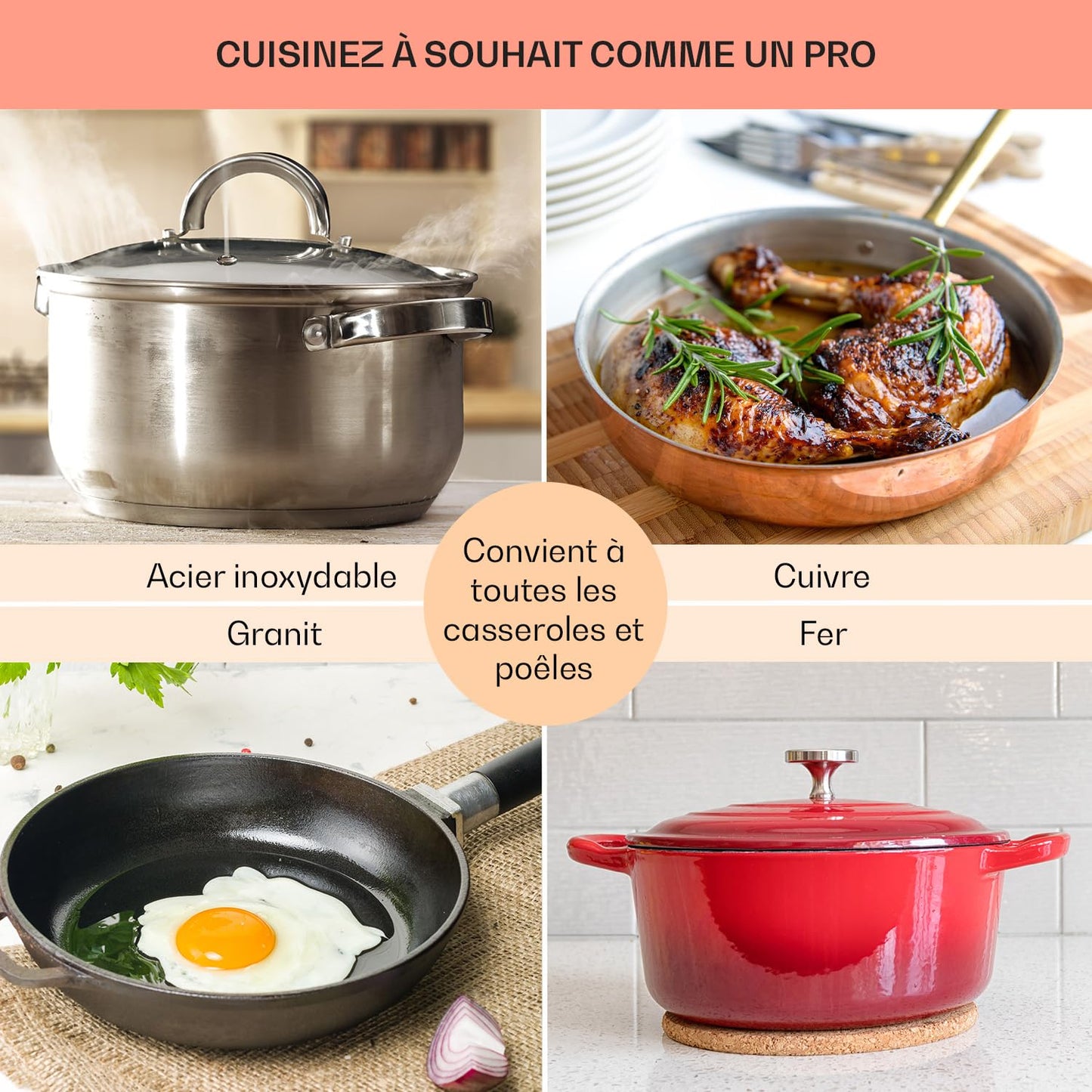 Klarstein Plaque de Cuisson à Gaz 4 Feux, Table de Cuisson 4 Brûleurs, 8.5 kW, Piano Cuisine en Acier Inoxydable, Encastrable, Inox
