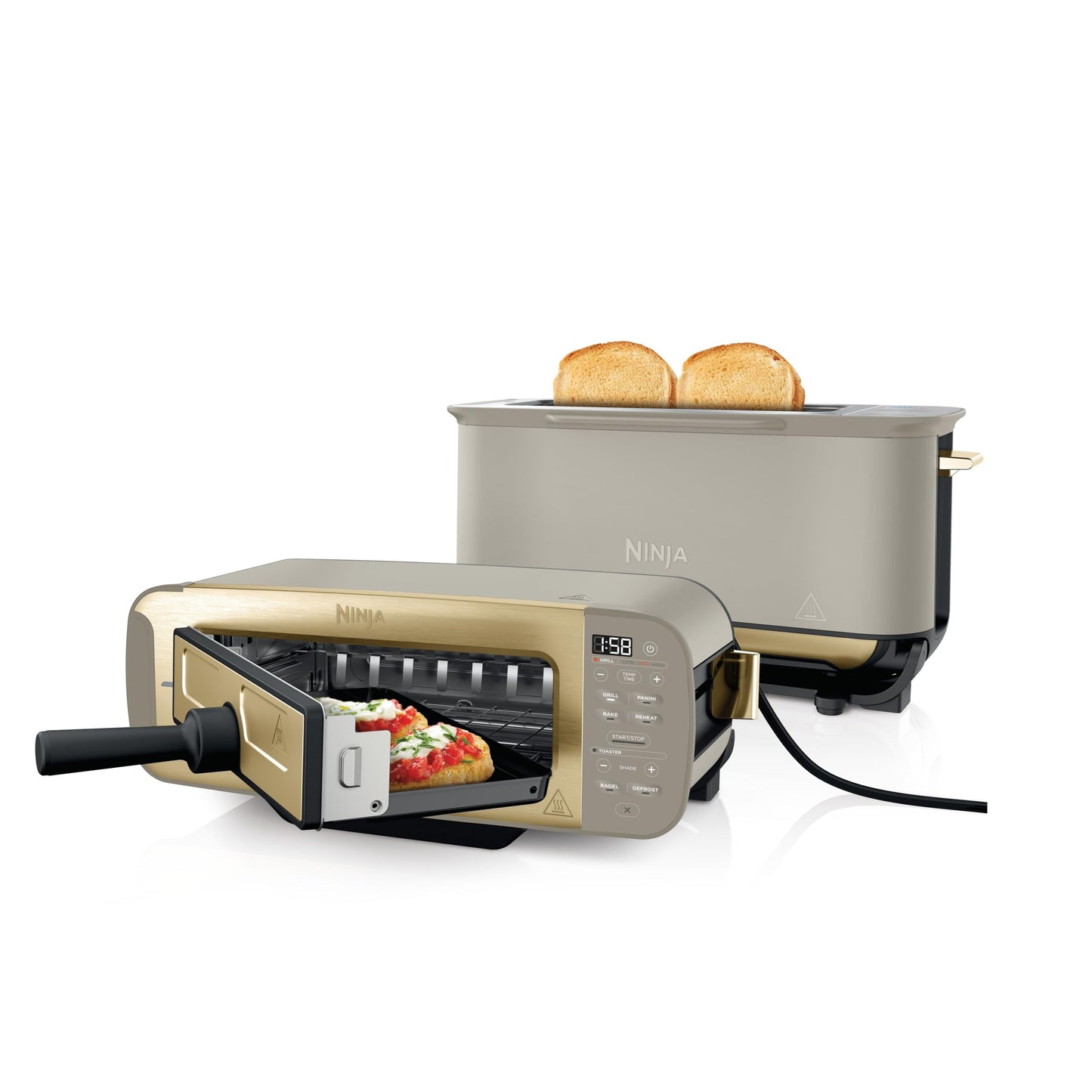 Ninja Foodi 3-en-1, Grille-Pain, Grill et Presse-panini, 7 Fonctions de Cuisson, inclut un Presse-panini, un Plateau de Cuisson et un Bac à Miettes, S