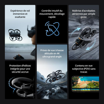 DJI Bundle Fly More Avata 2 (Batterie Unique), Drone FPV avec Caméra 4K, Protection d’hélice intégrée, Flip-Tonneau en Une Touche, Goggles 3 et RC Motion 3 Incluses, Drone Caméra pour Contenu en POV