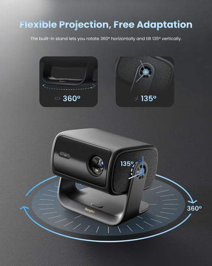 Dangbei MP1 Max, Vidéoprojecteur 4K, 3100 Lumens ISO,110% BT.2020, HDR10+, 3D, Dolby Audio, 300" Grand écran, Rotation à 135°, 2 x 12W Haut-Parleurs