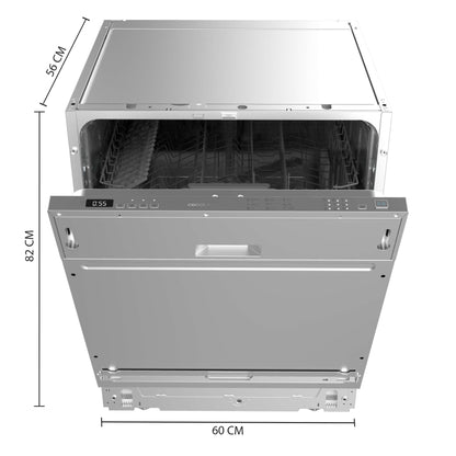 Cecotec Lave-vaisselle Intégrable 60cm Bolero Aguazero 6110 Full-BI. 1850W, 12 Couverts et 7 Programmes, Fonction Demi-charge, Programme 3 en 1, Départ Différé, Dry+ et KidBlock, Panier à Couverts.