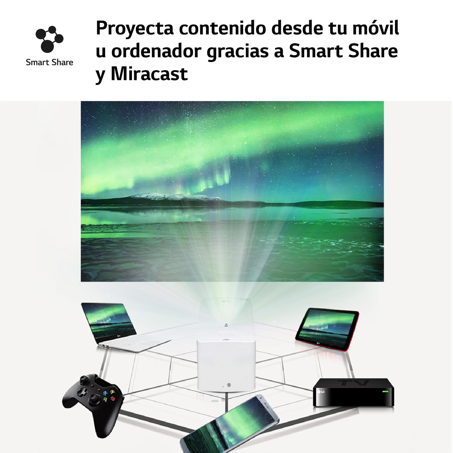 LG Electronics CineBeam Vidéoprojecteur LED HF65LSR Focale Ultra Courte pour Home Cinema, 1000 Lumen, FHD 1080p, Projection Entre 60"~100", Smart webO