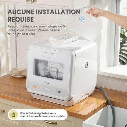 COMFEE' Lave-vaisselle de comptoir, mini lave-vaisselle de table avec 6 programmes, lavage à la vapeur,Soins pour bébé et lavage des fruits, sans plom