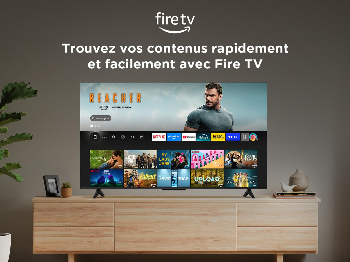 TCL 55T6C Fire TV 55 Pouces QLED 4K UHD Smart TV, HDR (Multi-Format), Dolby Atmos, Motion Clarity