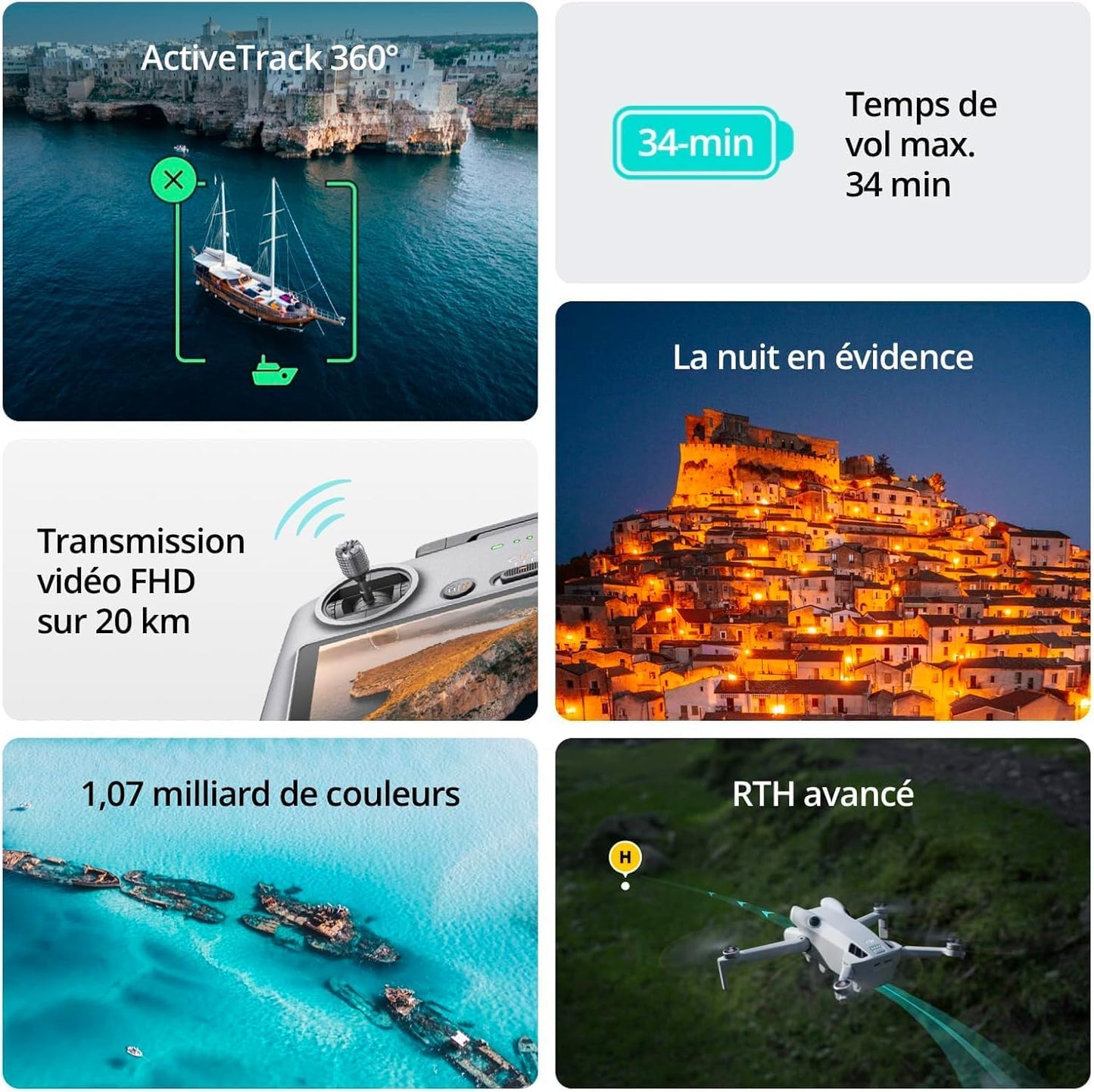 DJI Mini 4 Pro Fly More avec DJI RC 2 + Card Care Refresh 1-Year Plan, Mini Drone Pliable avec Caméra 4K, Moins de 0,549 lb/249 g, Temps de Vol de 34 min, 2 Batteries Supplémentaires, C0