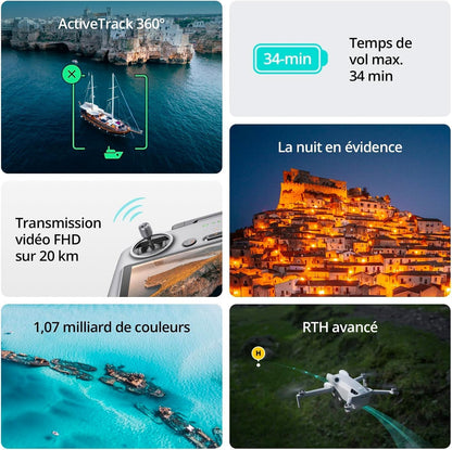 DJI Mini 4 Pro Fly More avec DJI RC 2 + Card Care Refresh 1-Year Plan, Mini Drone Pliable avec Caméra 4K, Moins de 0,549 lb/249 g, Temps de Vol de 34 min, 2 Batteries Supplémentaires, C0