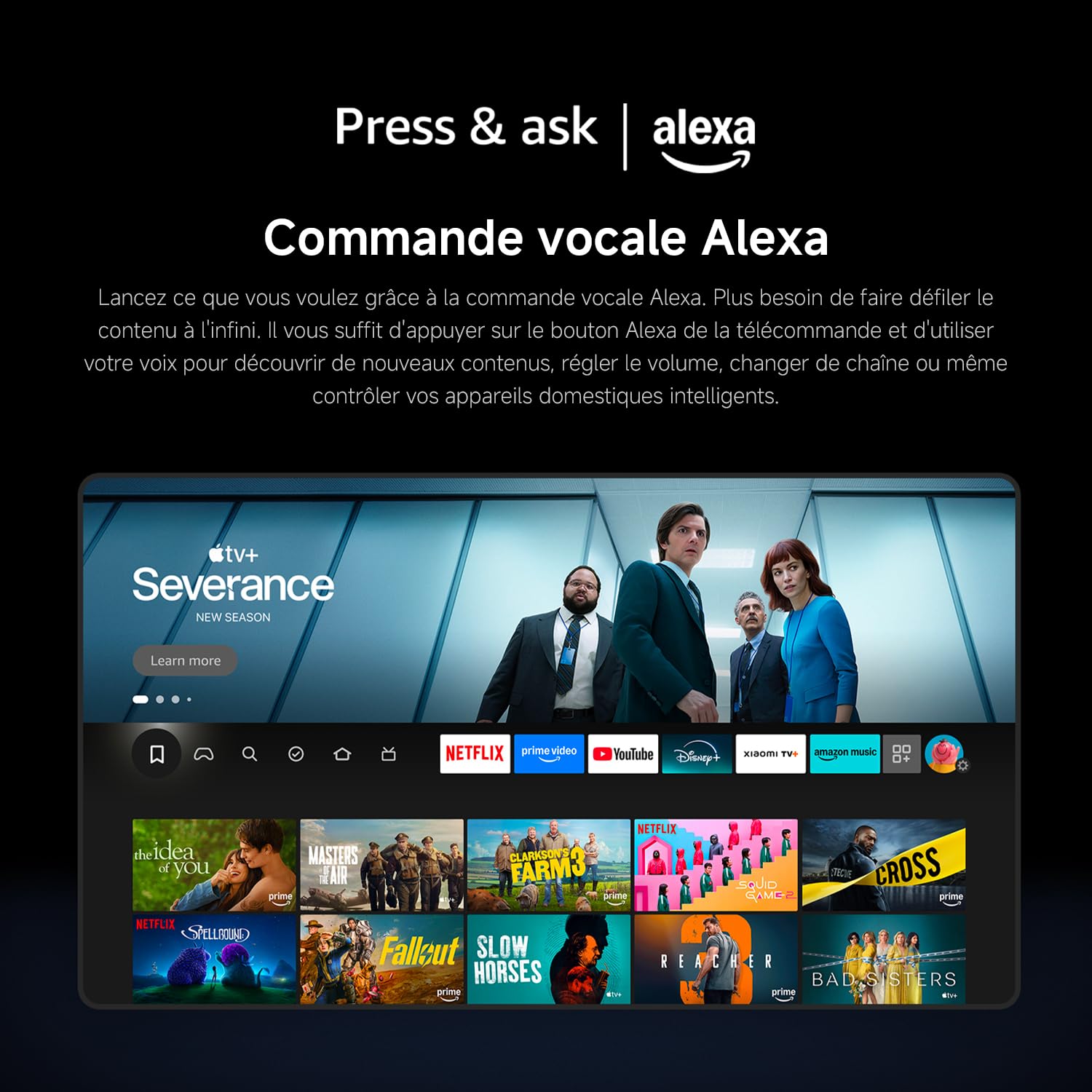 Xiaomi TV F 55, 140 cm (55 Pouces), 4K UHD, Smart TV, Fire TV, Contrôle Vocal Alexa, HDR10, MEMC, Mode Game Boost 120Hz, 2Go+32Go, Compatible avec AirPlay