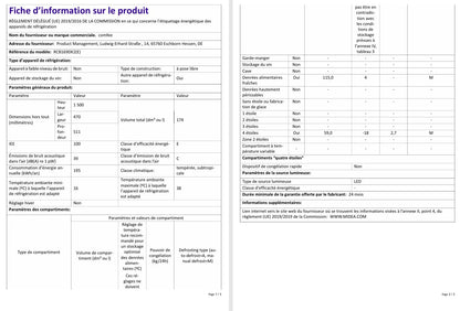 Comfee' RCB169DK2(E) 174L Réfrigérateur avec Congélateur/Hauteur 150 cm/Low Frost/Température Réglable du Réfrigérateur/Lumière LED/195 kWh/an/115L Réfrigérateur/59L Congélateur/Noir