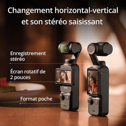 DJI Osmo Pocket 3, digital camera vlog CMOS 1'' et Vidéo 4K/120 ips, Stabilisation à 3 axes, MAP rapide,Suivi Facial/Objets,Écran tactile rotatif 2",p
